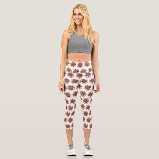 Abbildung eines Chocolate Chip Cookie Cartoon Capri Leggings (Vorderseite)