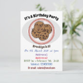 Abbildung eines Chocolate Chip Cookie Cartoon Einladung (Stehend Vorderseite)