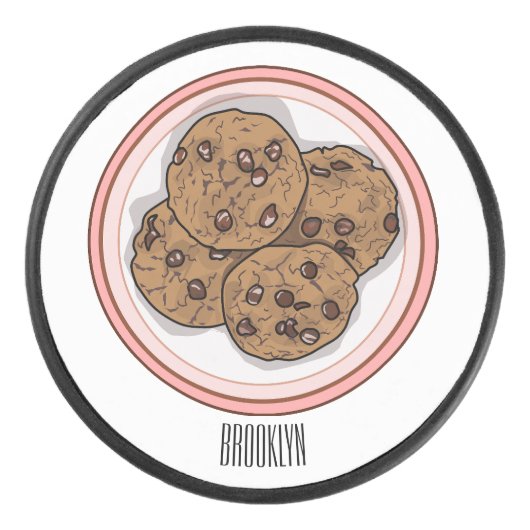 Abbildung eines Chocolate Chip Cookie Cartoon Eishockey Puck (Vorderseite)