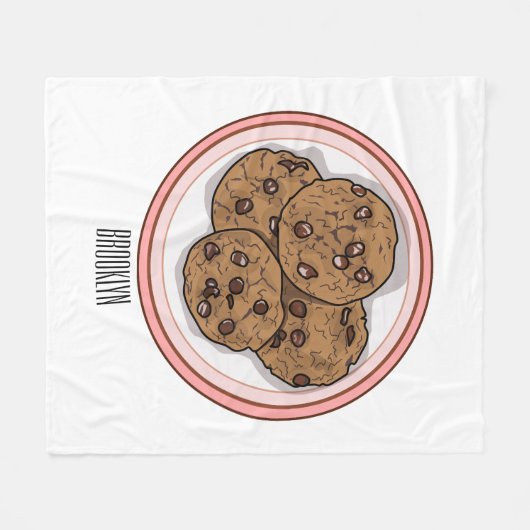 Abbildung eines Chocolate Chip Cookie Cartoon Fleecedecke (Vorderseite (Horizontal))