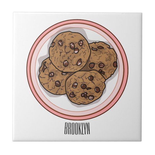 Abbildung eines Chocolate Chip Cookie Cartoon Fliese (Vorderseite)