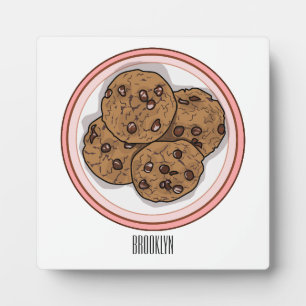 Abbildung eines Chocolate Chip Cookie Cartoon Fotoplatte