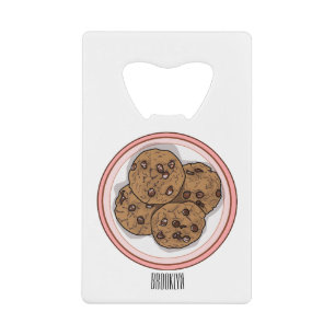 Abbildung eines Chocolate Chip Cookie Cartoon Geldbeutel Flaschenöffner