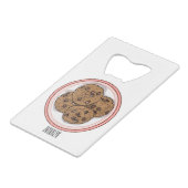 Abbildung eines Chocolate Chip Cookie Cartoon Geldbeutel Flaschenöffner (Rückseite Schrägansicht)