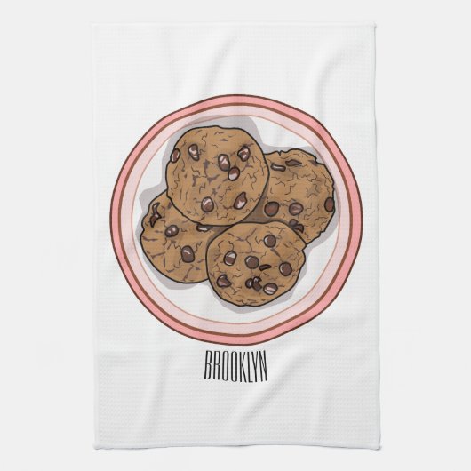 Abbildung eines Chocolate Chip Cookie Cartoon Geschirrtuch (Vertikal)