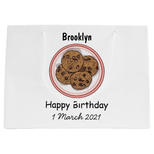 Abbildung eines Chocolate Chip Cookie Cartoon Große Geschenktüte (Vorderseite)