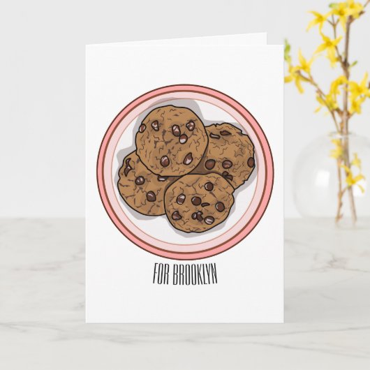 Abbildung eines Chocolate Chip Cookie Cartoon Karte (Gelbe Blume)