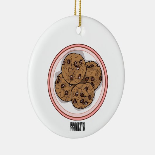 Abbildung eines Chocolate Chip Cookie Cartoon Keramik Ornament (Rechts)