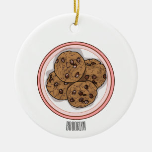 Abbildung eines Chocolate Chip Cookie Cartoon Keramik Ornament
