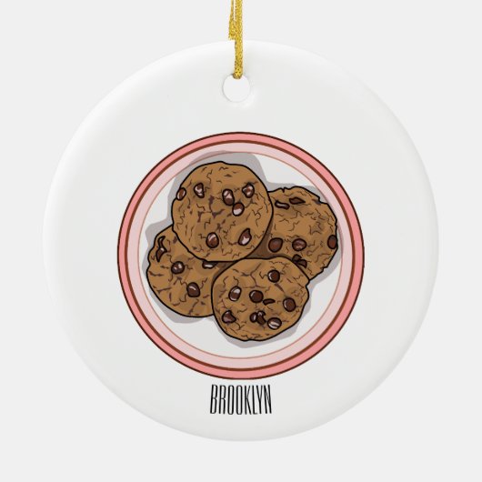 Abbildung eines Chocolate Chip Cookie Cartoon Keramik Ornament (Hinten)