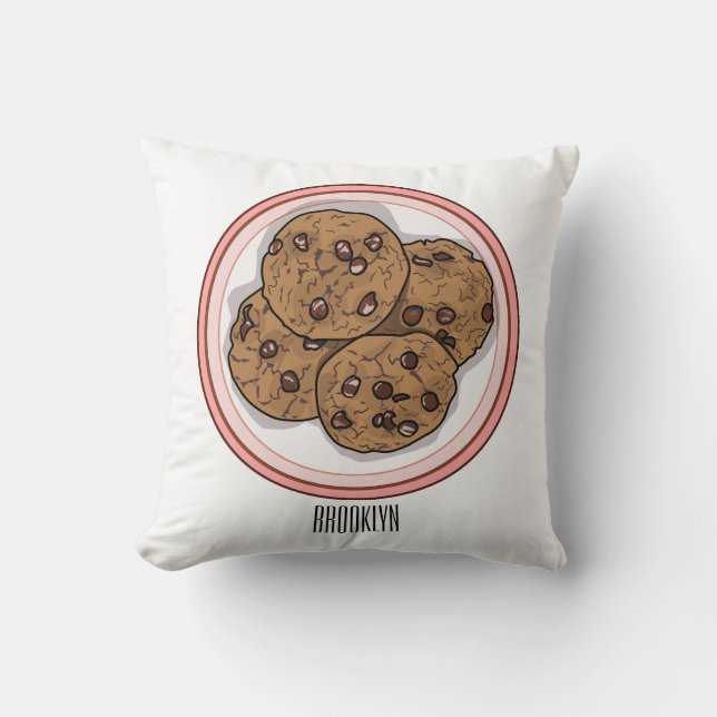 Abbildung eines Chocolate Chip Cookie Cartoon Kissen (Vorderseite)