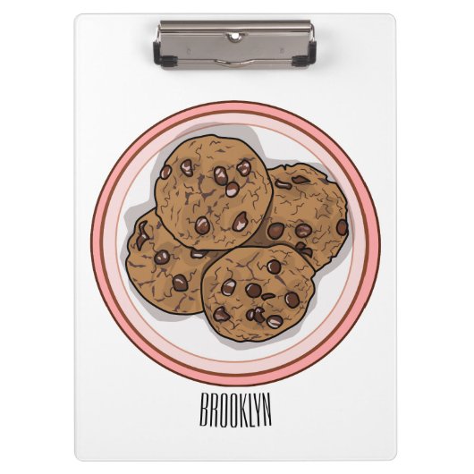 Abbildung eines Chocolate Chip Cookie Cartoon Klemmbrett (Vorderseite)