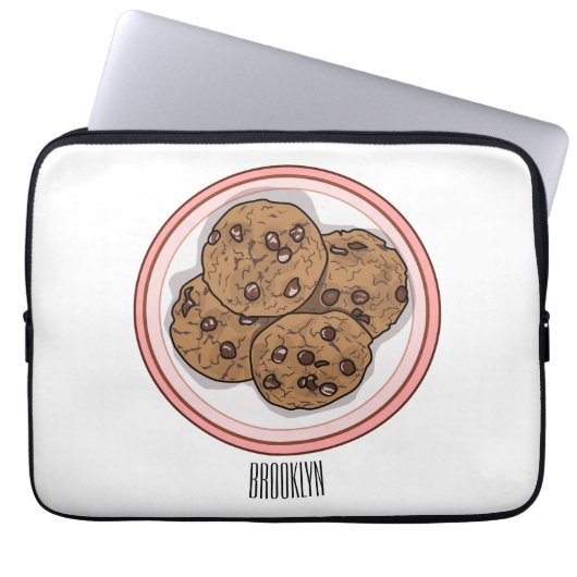Abbildung eines Chocolate Chip Cookie Cartoon Laptopschutzhülle (Vorderseite)