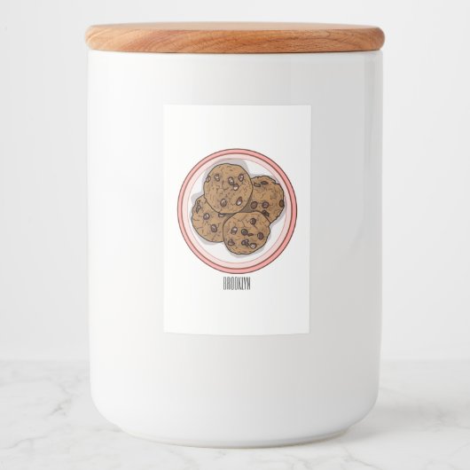 Abbildung eines Chocolate Chip Cookie Cartoon Lebensmitteletikett (Vorderseite)
