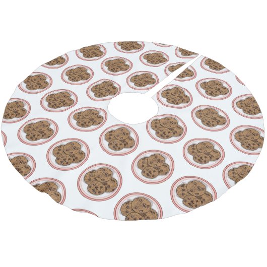 Abbildung eines Chocolate Chip Cookie Cartoon Polyester Weihnachtsbaumdecke (Schrägansicht)