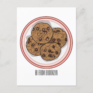 Abbildung eines Chocolate Chip Cookie Cartoon Postkarte