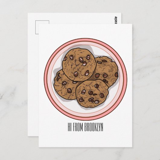Abbildung eines Chocolate Chip Cookie Cartoon Postkarte (Vorne/Hinten)