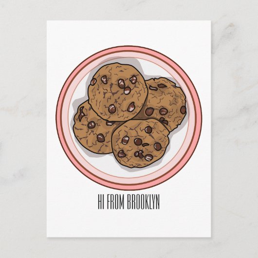 Abbildung eines Chocolate Chip Cookie Cartoon Postkarte (Vorderseite)