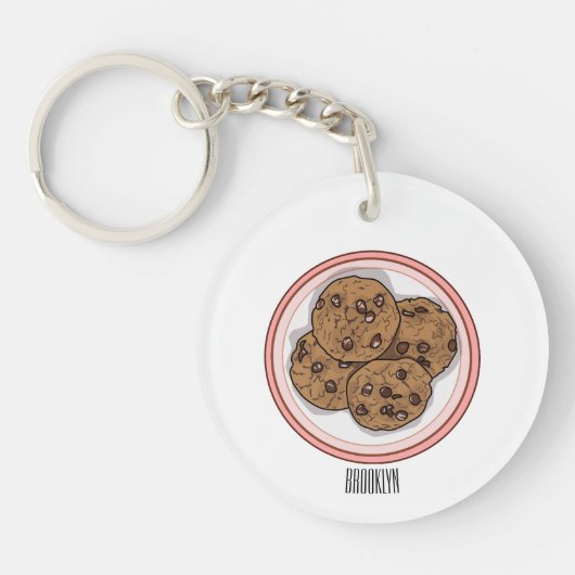 Abbildung eines Chocolate Chip Cookie Cartoon Schlüsselanhänger (Vorderseite)