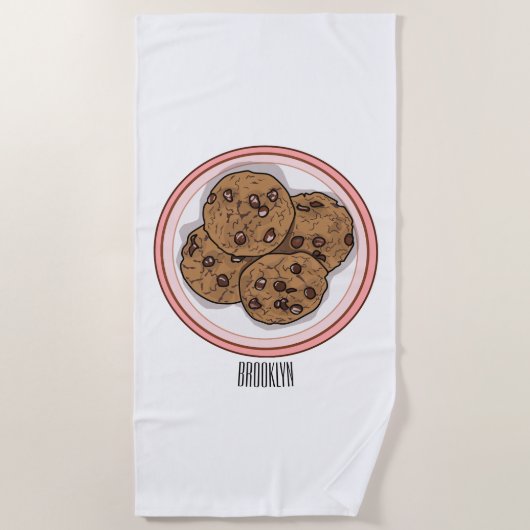 Abbildung eines Chocolate Chip Cookie Cartoon Strandtuch (Vorderseite)