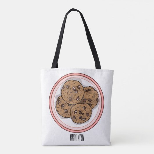 Abbildung eines Chocolate Chip Cookie Cartoon Tasche (Rückseite)