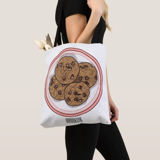 Abbildung eines Chocolate Chip Cookie Cartoon Tasche (Von Nahem)