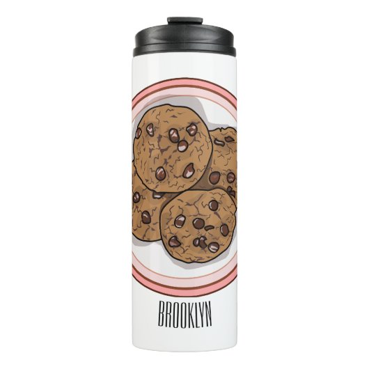 Abbildung eines Chocolate Chip Cookie Cartoon Thermosbecher (Vorderseite)