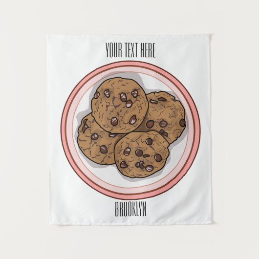 Abbildung eines Chocolate Chip Cookie Cartoon Wandteppich (Vorderseite)