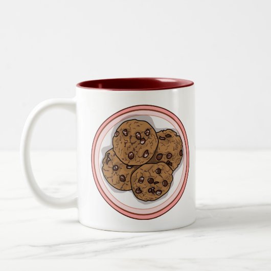Abbildung eines Chocolate Chip Cookie Cartoon Zweifarbige Tasse (Links)