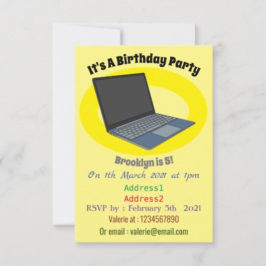 Abbildung eines Laptop-Cartoon Einladung (Vorderseite)