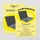 Abbildung eines Laptop-Cartoon Einladung (Vorne/Hinten)