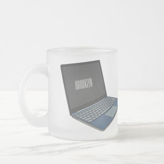 Abbildung eines Laptop-Cartoon Mattglastasse (Links)