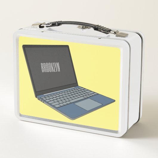 Abbildung eines Laptop-Cartoon Metall Brotdose (Rückseite)