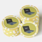 Abbildung eines Laptop-Cartoon Pokerchips (Stapel)