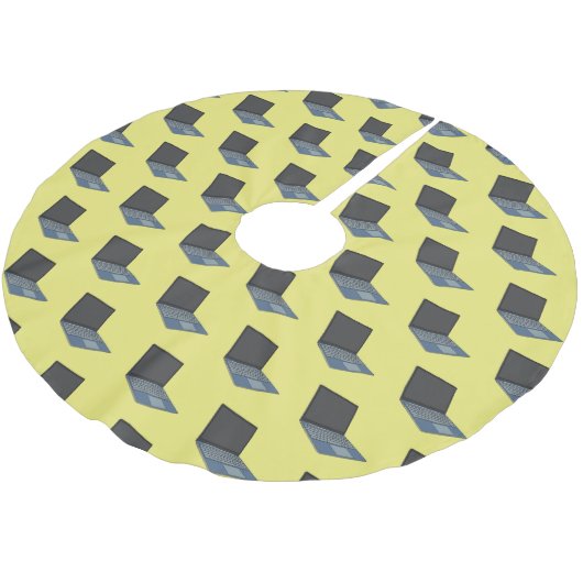 Abbildung eines Laptop-Cartoon Polyester Weihnachtsbaumdecke (Schrägansicht)