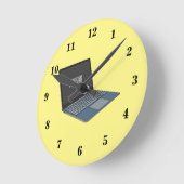 Abbildung eines Laptop-Cartoon Runde Wanduhr (Winkel)