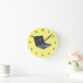 Abbildung eines Laptop-Cartoon Runde Wanduhr (Zuhause)