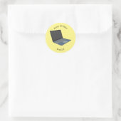 Abbildung eines Laptop-Cartoon Runder Aufkleber (Tasche)