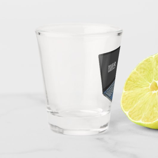 Abbildung eines Laptop-Cartoon Schnapsglas (Links)