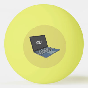 Abbildung eines Laptop-Cartoon Tischtennisball