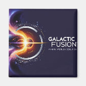 Abbildung eines Logos zum Thema Gravitation mit Magnet (Vorne)