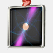 Abbildung eines Pulsars 2 Silbernes Ornament (Links)