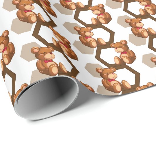 Abbildung eines Teddy-Bären auf Weiß Geschenkpapier (Rolleneckpunkt)