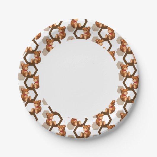 Abbildung eines Teddybären auf Weiß Pappteller (Vorderseite)