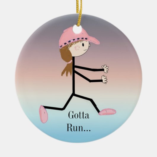 Abbildung "Gotta Run Female" Keramik Ornament (Vorne)