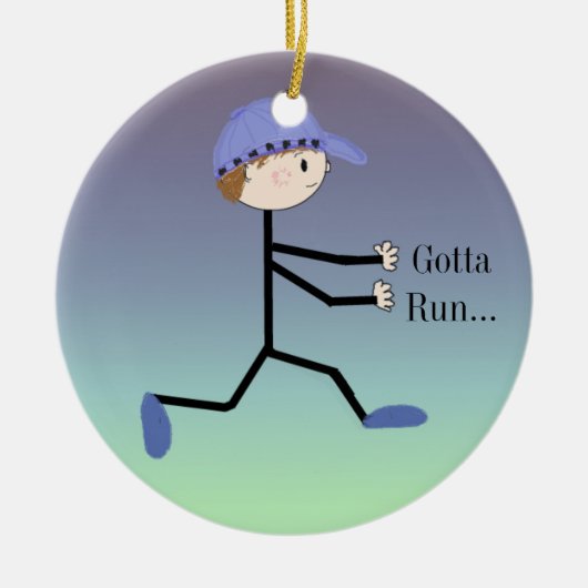 Abbildung "Gotta Run Male" Keramikornament (Vorne)