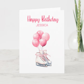 Abbildung Ice Skaten Birthday Card Balloons Karte