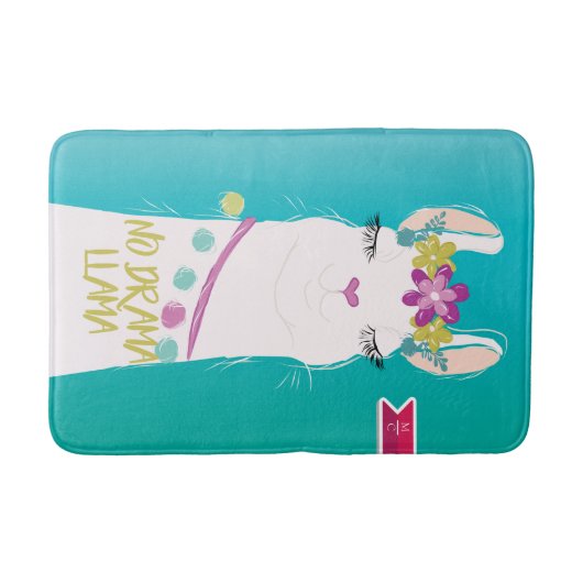 Abbildung Kein Drama Llama mit Monogramm Badematte (Vorderseite)