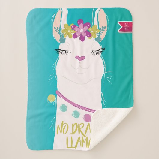 Abbildung Kein Drama Llama mit Monogramm Sherpadecke (Vorderseite)