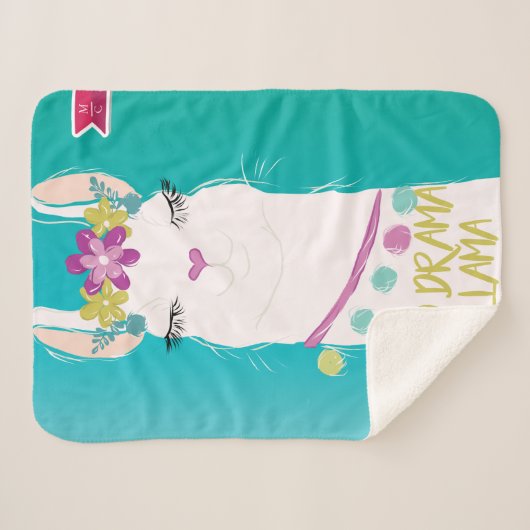 Abbildung Kein Drama Llama mit Monogramm Sherpadecke (Vorderseite (Horizontal))